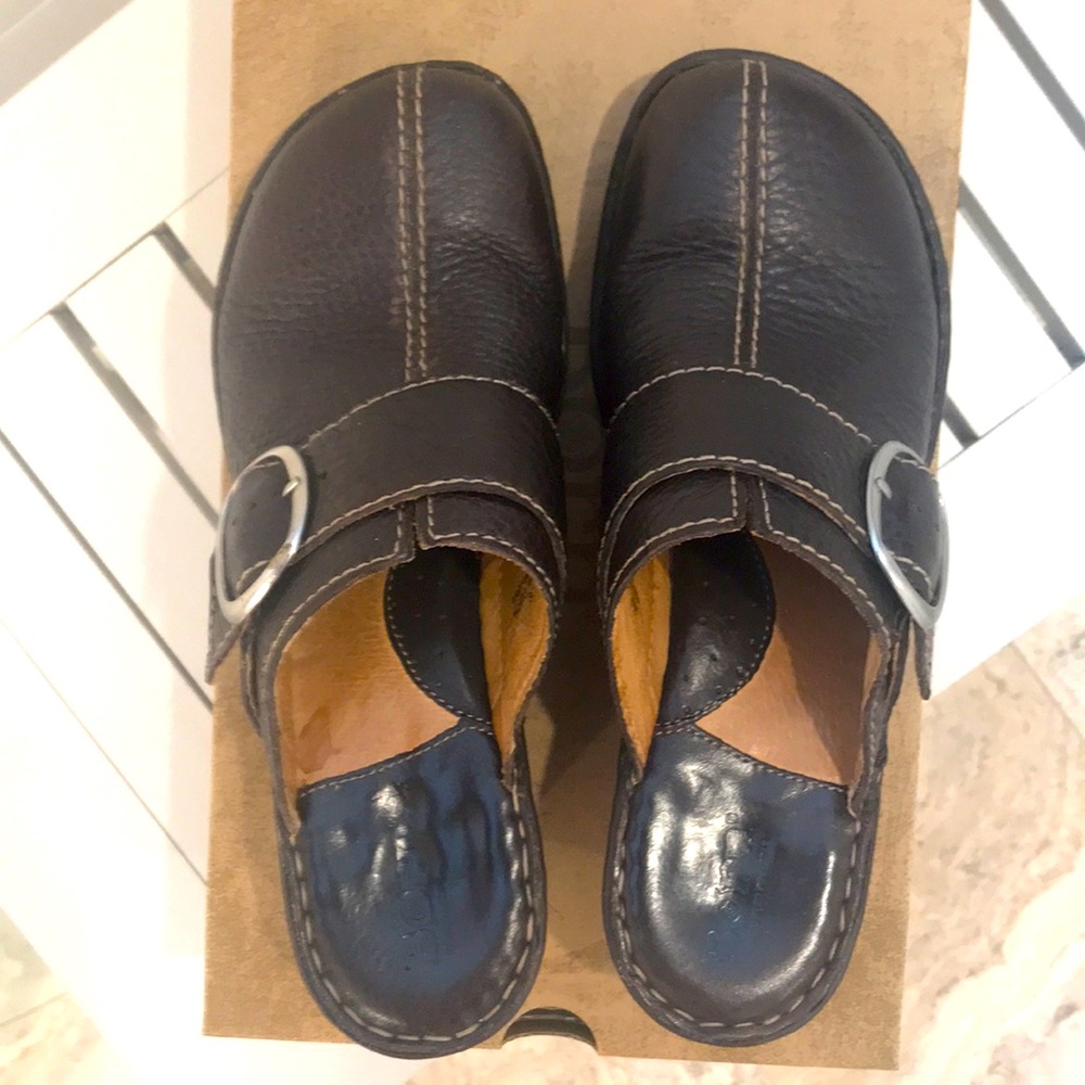 Born Brown Wedge Clogs Mules